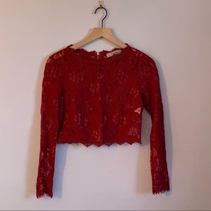Maniju • Burgundy Long Sleeve Lace Top